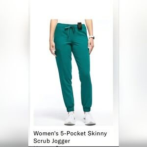 Jaanuu Women's Hunter Green Skinny Scrub Jogger
